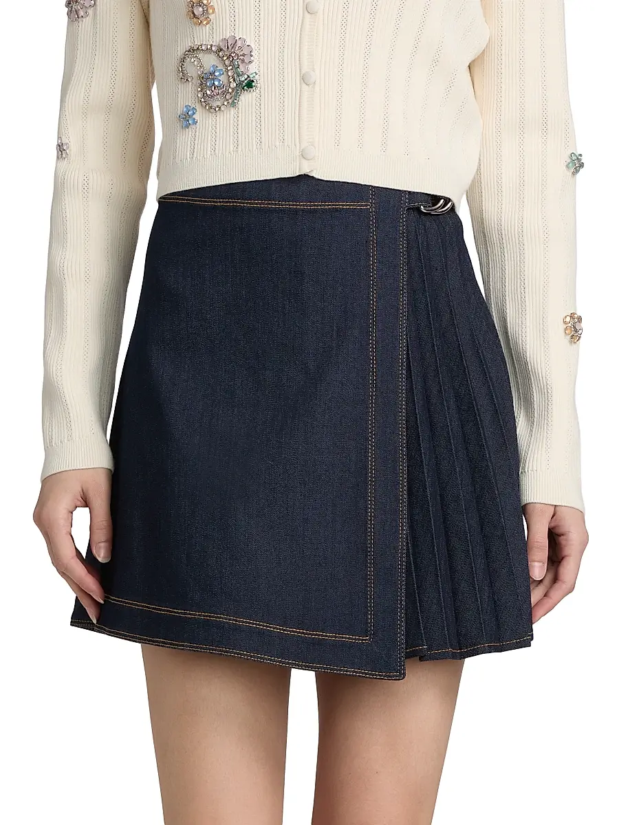 Cinq à Sept Women's Tammi Pleated Denim Miniskirt | Thumbnail 3