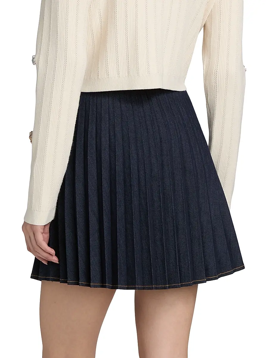 Cinq à Sept Women's Tammi Pleated Denim Miniskirt | Thumbnail 5