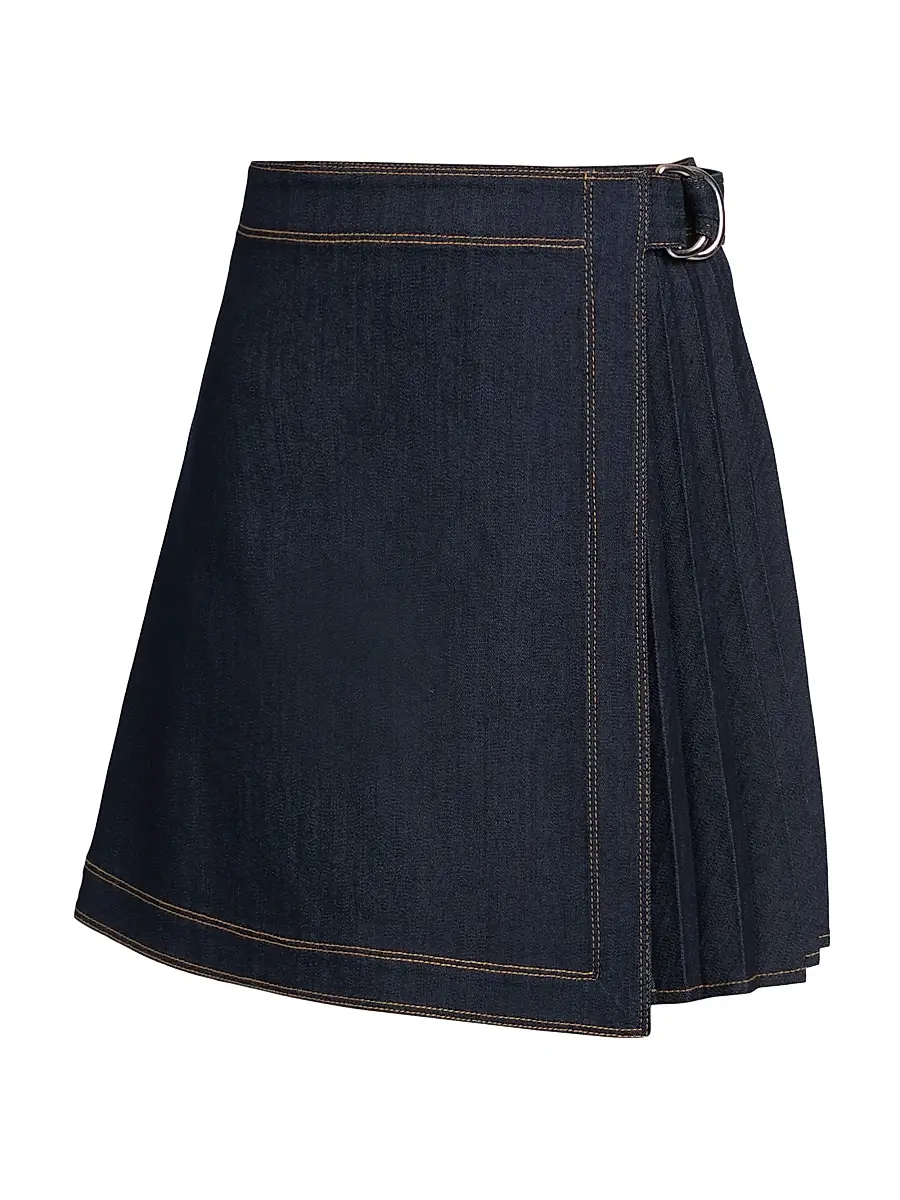Cinq à Sept Women's Tammi Pleated Denim Miniskirt - Indigo | Image 1 Cinq à Sept Women's Tammi Pleated Denim Miniskirt - Indigo | Image 1