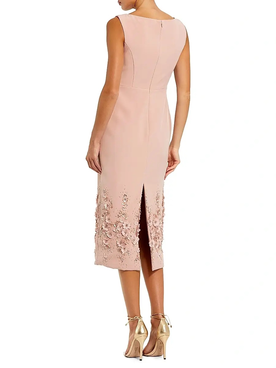Mac Duggal Women's Cocktail Embellished Crepe Sleeveless Sheath Midi-Dress | Thumbnail 2 Mac Duggal Women's Cocktail Embellished Crepe Sleeveless Sheath Midi-Dress | Thumbnail 2
