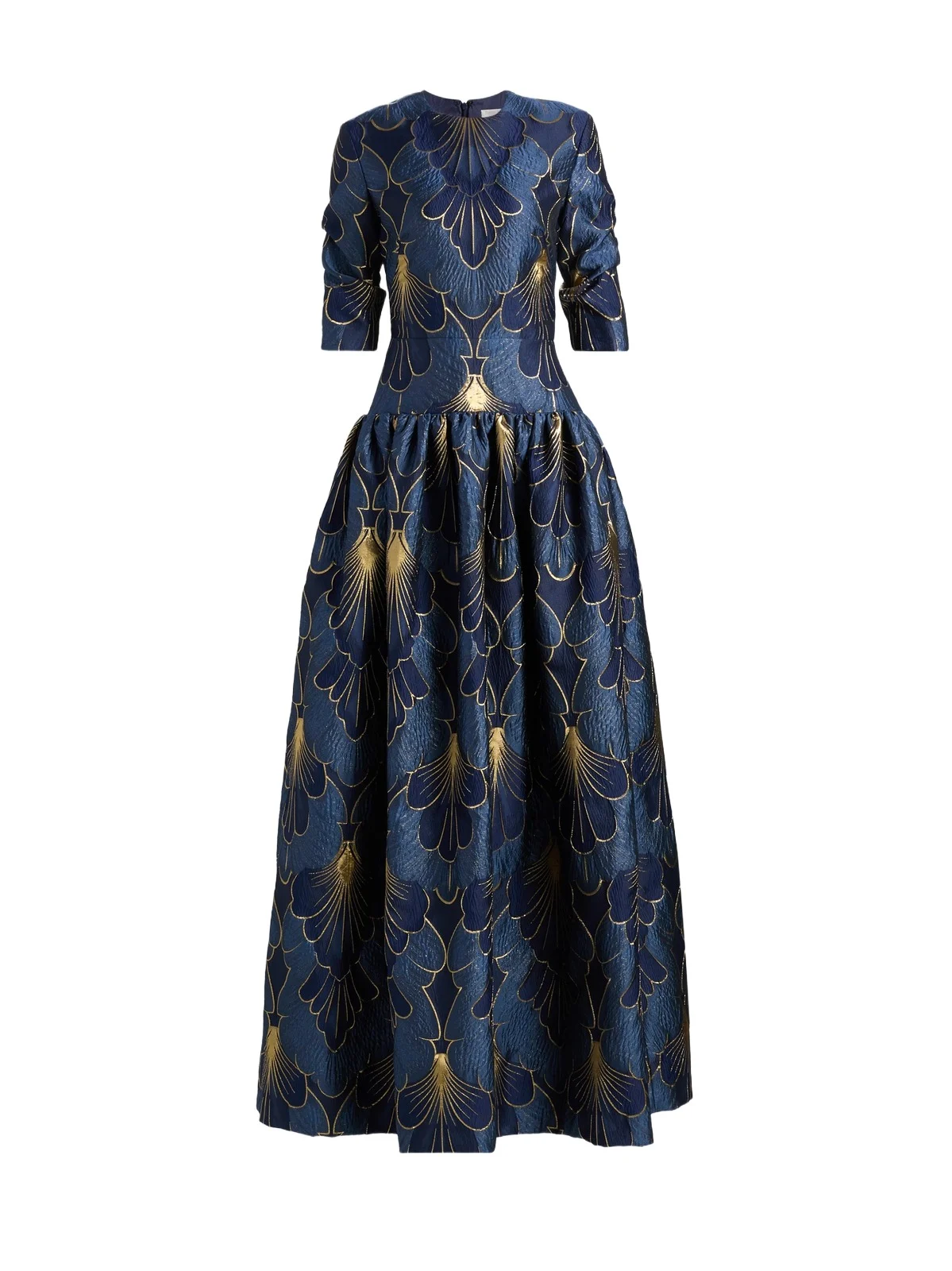 Women's Lamé Brocade Dropped Waist Gown