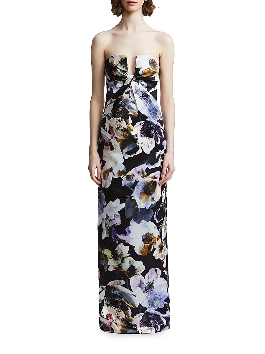 BCBGMAXAZRIA Women's Roslyn Floral Strapless Column Gown | Thumbnail 2