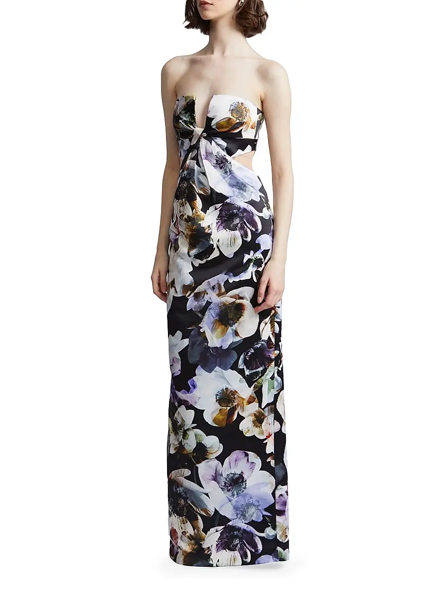BCBGMAXAZRIA Women's Roslyn Floral Strapless Column Gown | Thumbnail 3