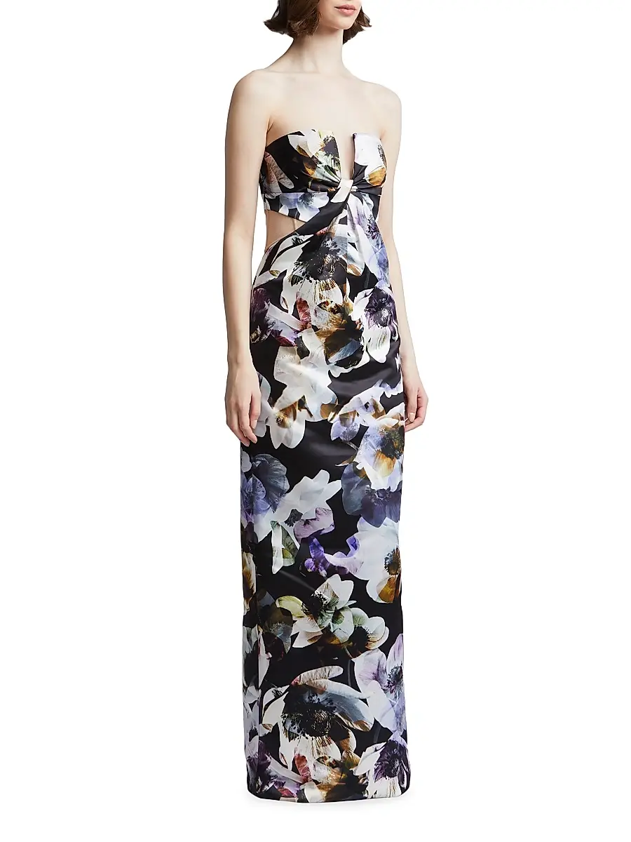 BCBGMAXAZRIA Women's Roslyn Floral Strapless Column Gown | Thumbnail 4