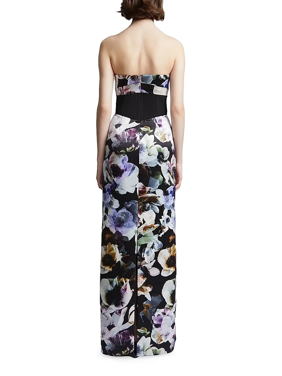 BCBGMAXAZRIA Women's Roslyn Floral Strapless Column Gown | Thumbnail 5