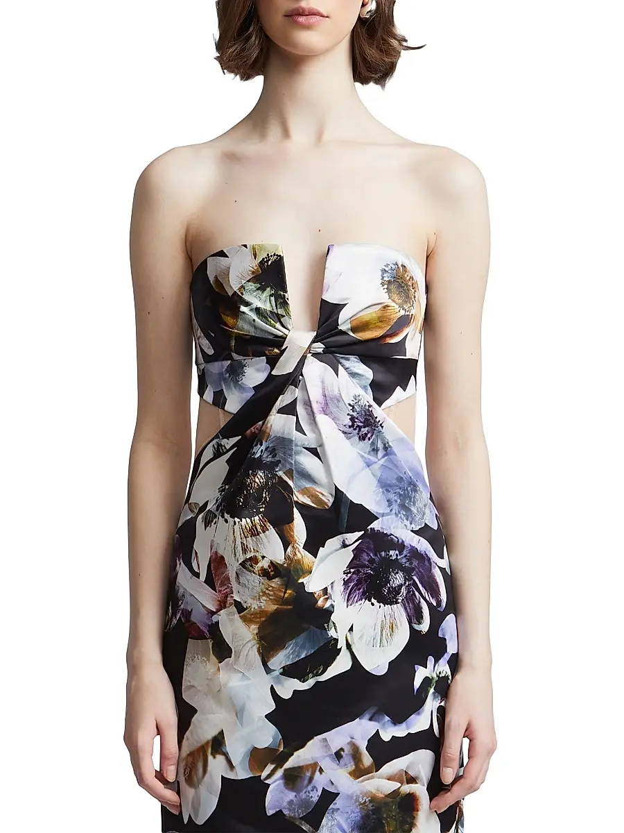 BCBGMAXAZRIA Women's Roslyn Floral Strapless Column Gown | Thumbnail 6