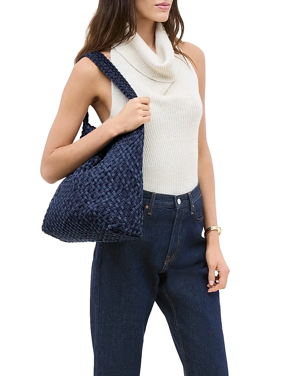 Naghedi Women's Nomad Medium Double Weave Denim Hobo Shoulder Bag | Thumbnail 3
