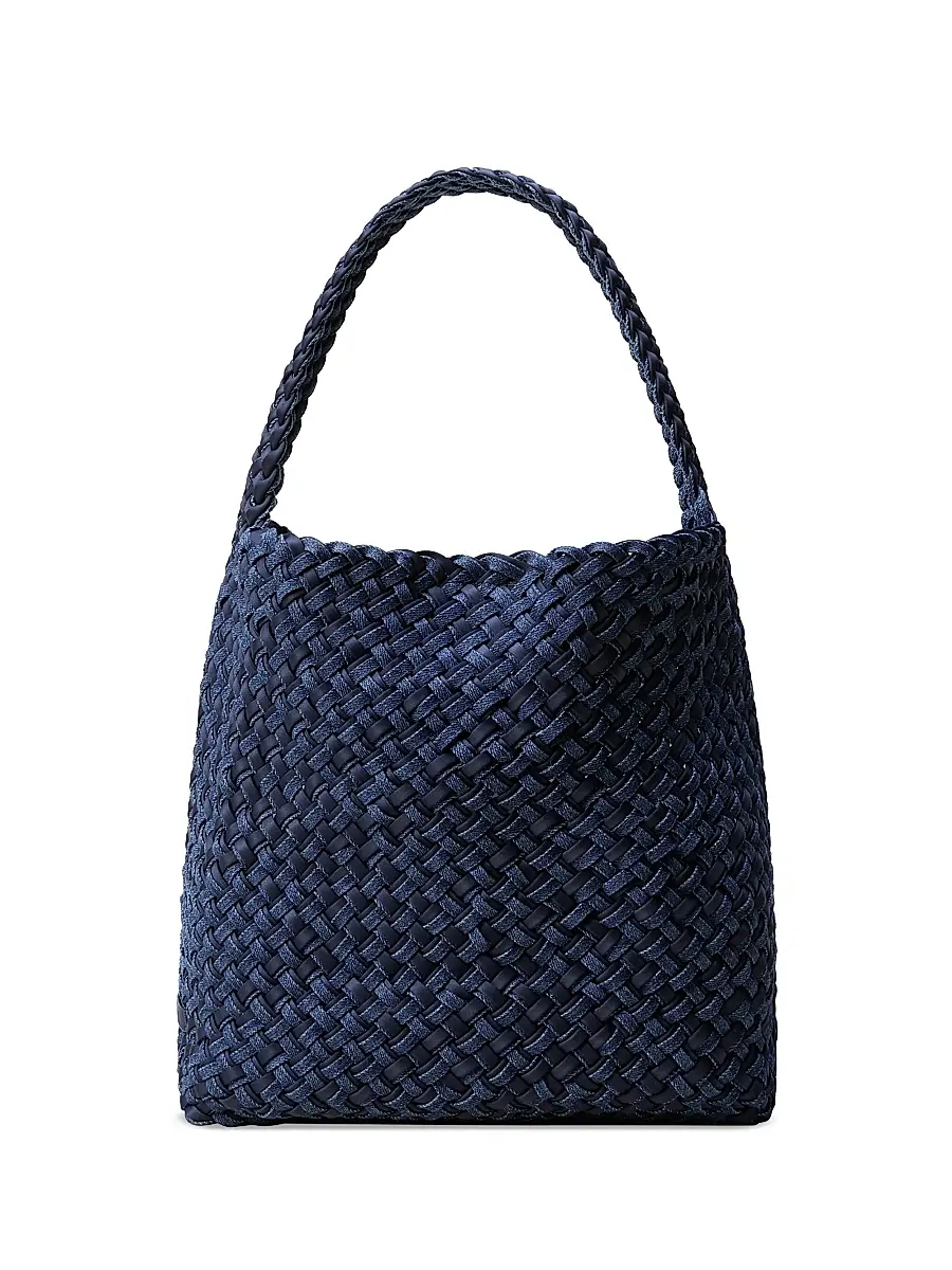Naghedi Women's Nomad Medium Double Weave Denim Hobo Shoulder Bag | Image 1 Naghedi Women's Nomad Medium Double Weave Denim Hobo Shoulder Bag | Image 1