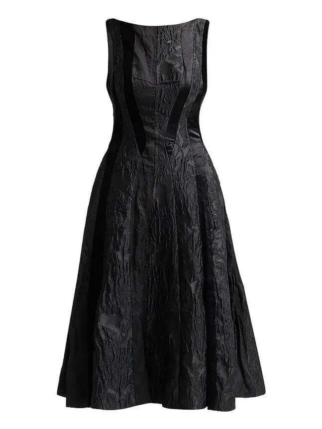 Women's Textured Mixed-Media Scoopback Midi Dress Women's Textured Mixed-Media Scoopback Midi Dress
