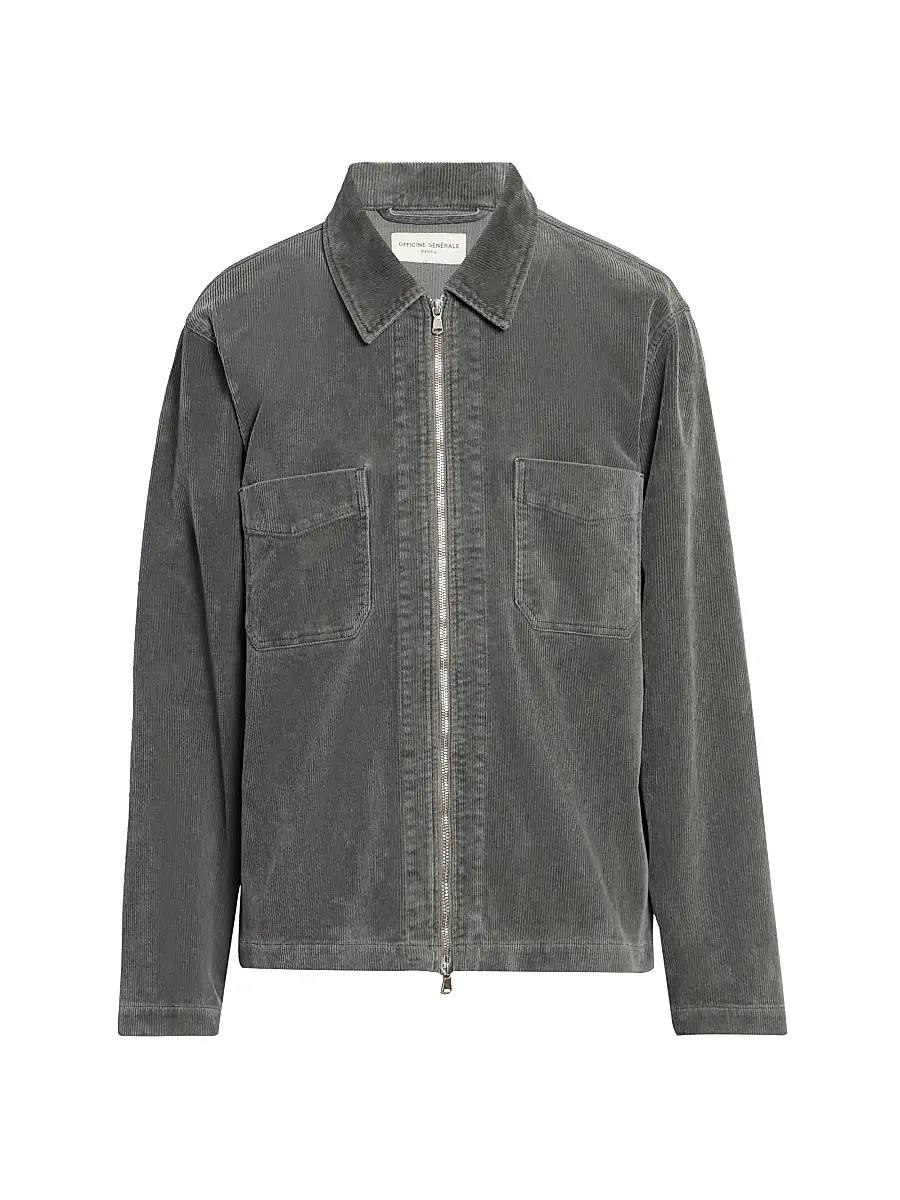 OFFICINE GÉNÉRALE Men's Byron Washed Cotton Corduroy Jacket - Dark Grey | Image 1 OFFICINE GÉNÉRALE Men's Byron Washed Cotton Corduroy Jacket - Dark Grey | Image 1