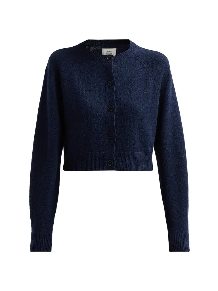 Loulou de Saison Women's Heike Cashmere Crop Cardigan - Navy | Image 1 Loulou de Saison Women's Heike Cashmere Crop Cardigan - Navy | Image 1