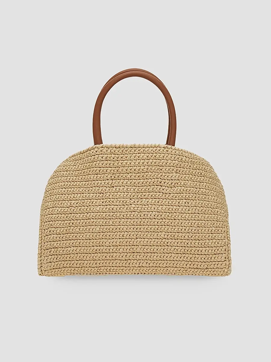 Ferragamo Women's Hug Medium Gancini Raffia Top Handle Bag | Thumbnail 3 Ferragamo Women's Hug Medium Gancini Raffia Top Handle Bag | Thumbnail 3