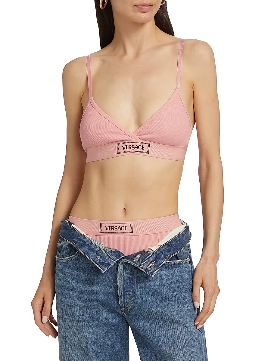Versace Women's Rib-Knit Logo Bralette | Thumbnail 3 Versace Women's Rib-Knit Logo Bralette | Thumbnail 3