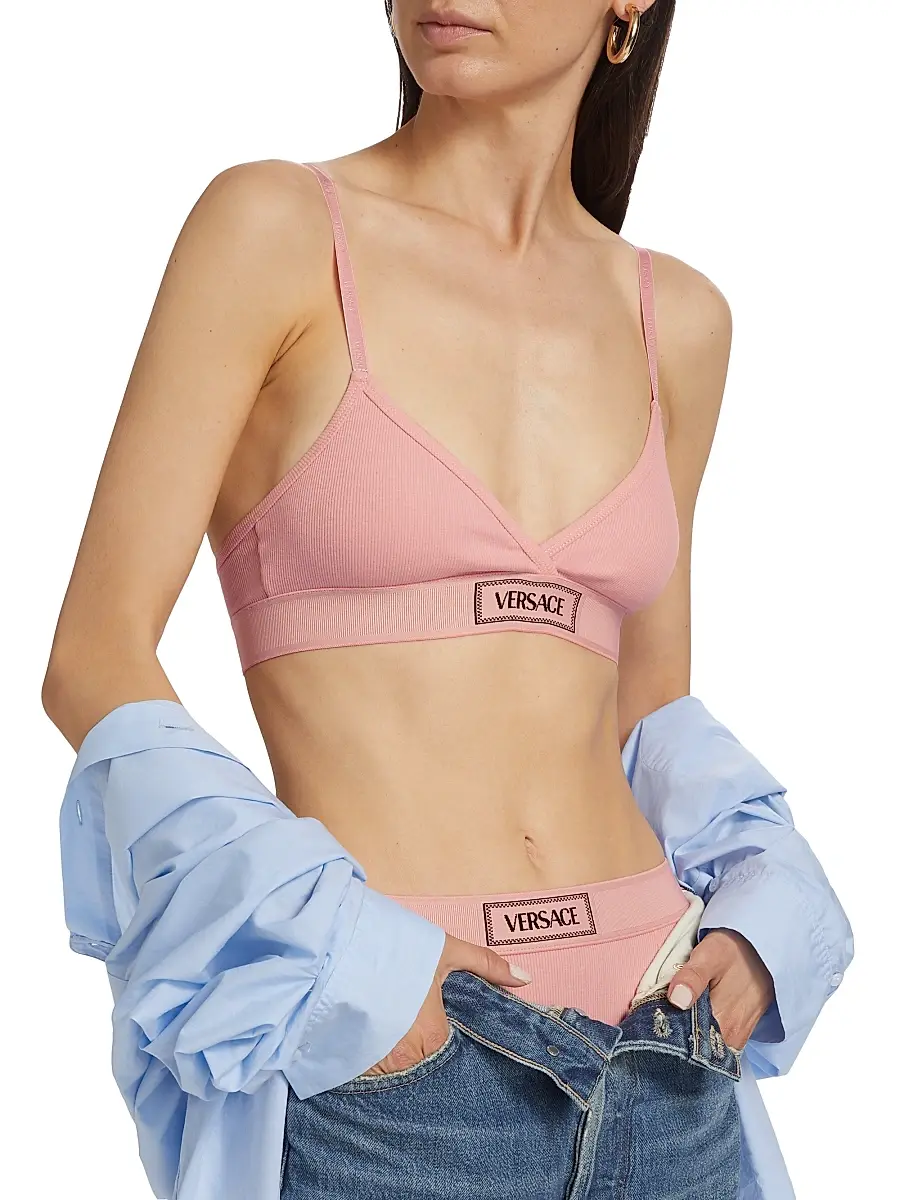 Versace Women's Rib-Knit Logo Bralette | Thumbnail 5 Versace Women's Rib-Knit Logo Bralette | Thumbnail 5