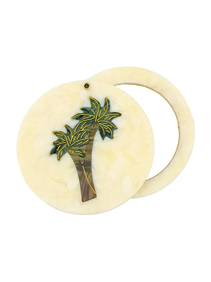 Hand-painted Palm Tree Compact Mirror Hand-painted Palm Tree Compact Mirror