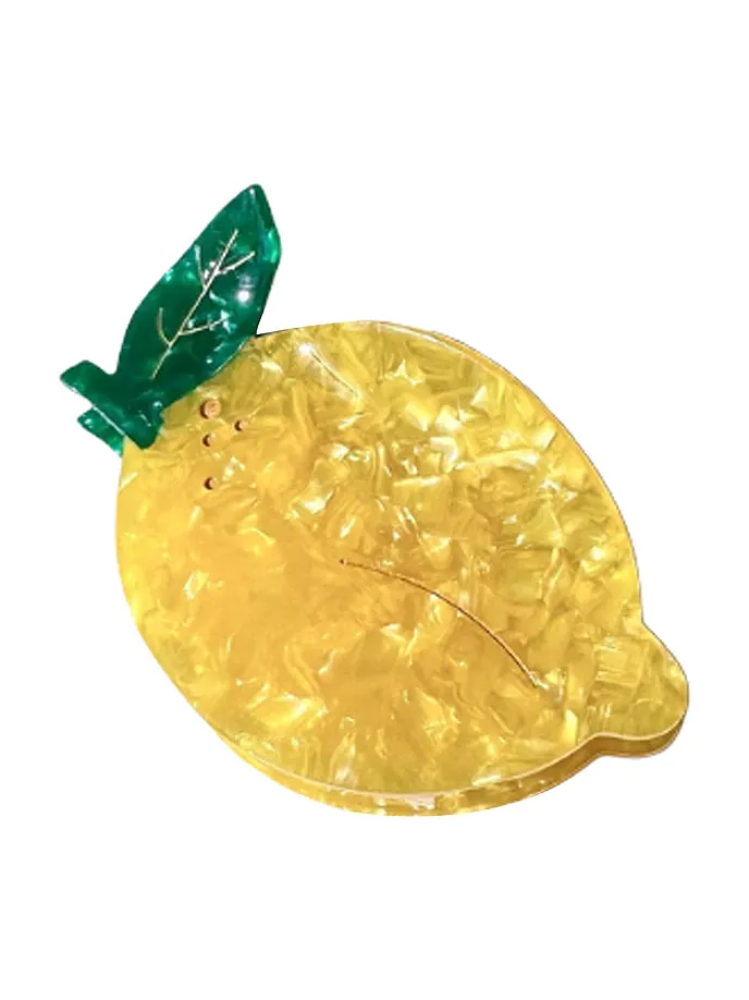 Hand-painted Lemon Fruit Claw Hair Clip