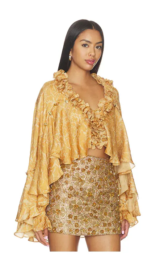 LA FUORI Honeydew Printed Ruffle Top | Image 1 LA FUORI Honeydew Printed Ruffle Top | Image 1