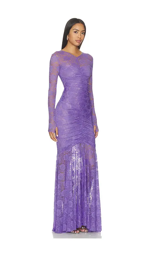 Norma Kamali Long Sleeve V Neck Fishtail Gown | Thumbnail 2