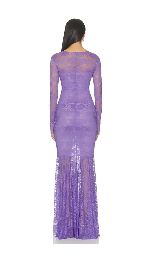 Norma Kamali Long Sleeve V Neck Fishtail Gown | Thumbnail 3