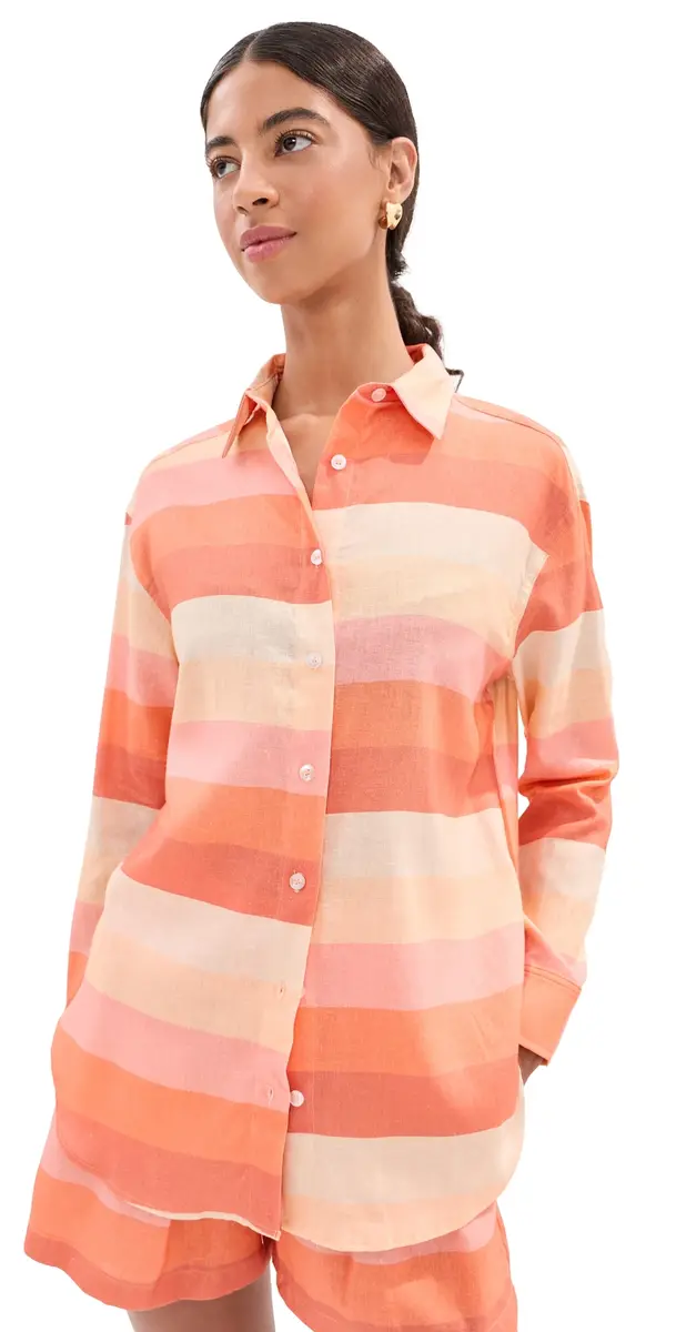 LE BOP Ombre Button Down Shirt Melon Ombre | Image 1 LE BOP Ombre Button Down Shirt Melon Ombre | Image 1