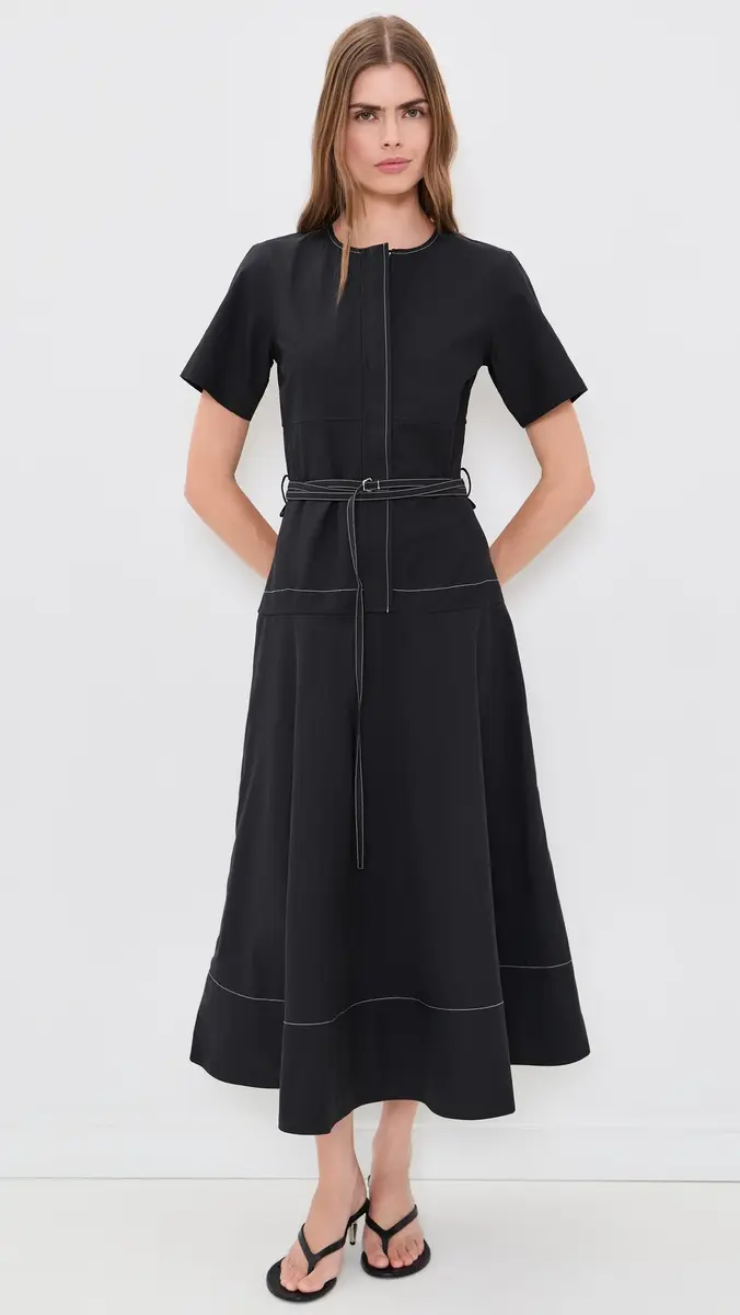 Proenza Schouler White Label Elizabeth Midi Dress Black | Thumbnail 2