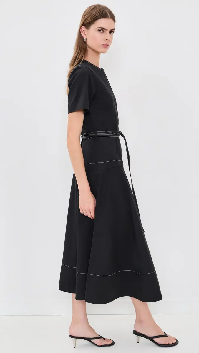 Proenza Schouler White Label Elizabeth Midi Dress Black | Thumbnail 4