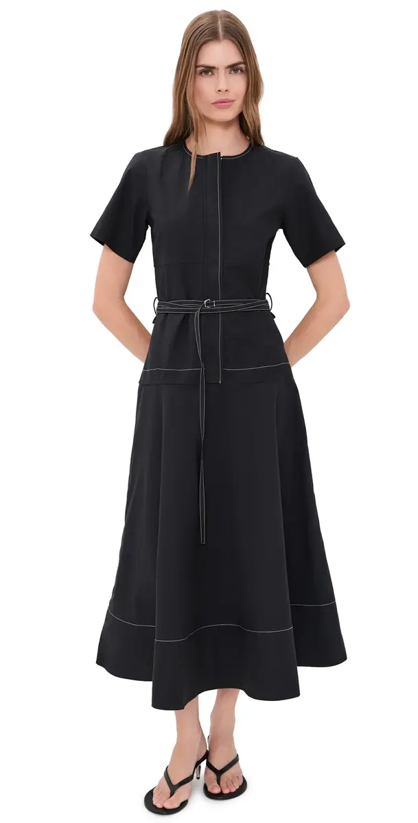 Proenza Schouler White Label Elizabeth Midi Dress Black | Image 1 Proenza Schouler White Label Elizabeth Midi Dress Black | Image 1