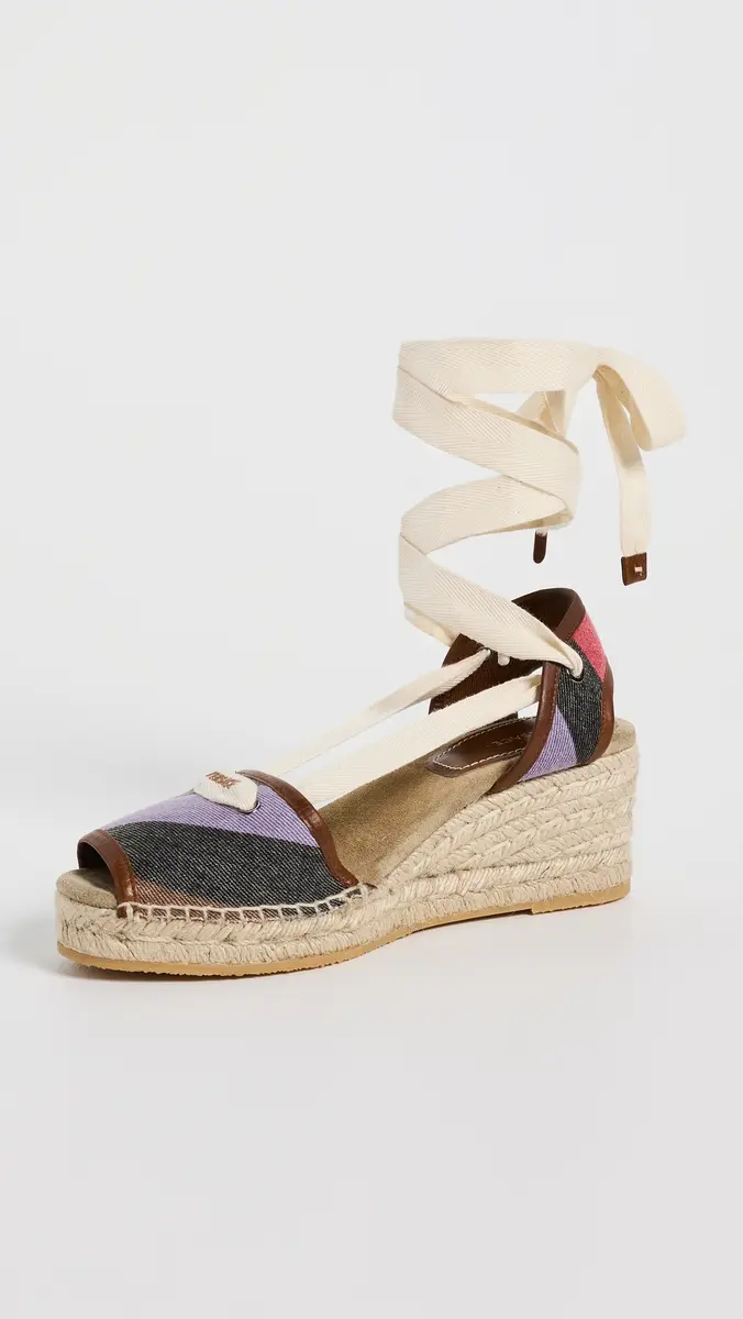 Versace Twill Stripe and Calf Leather Espadrilles | Thumbnail 2