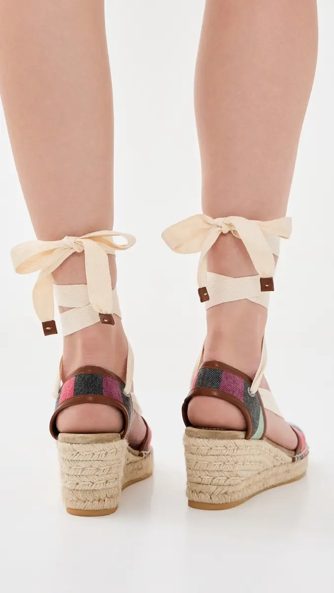 Versace Twill Stripe and Calf Leather Espadrilles | Thumbnail 4