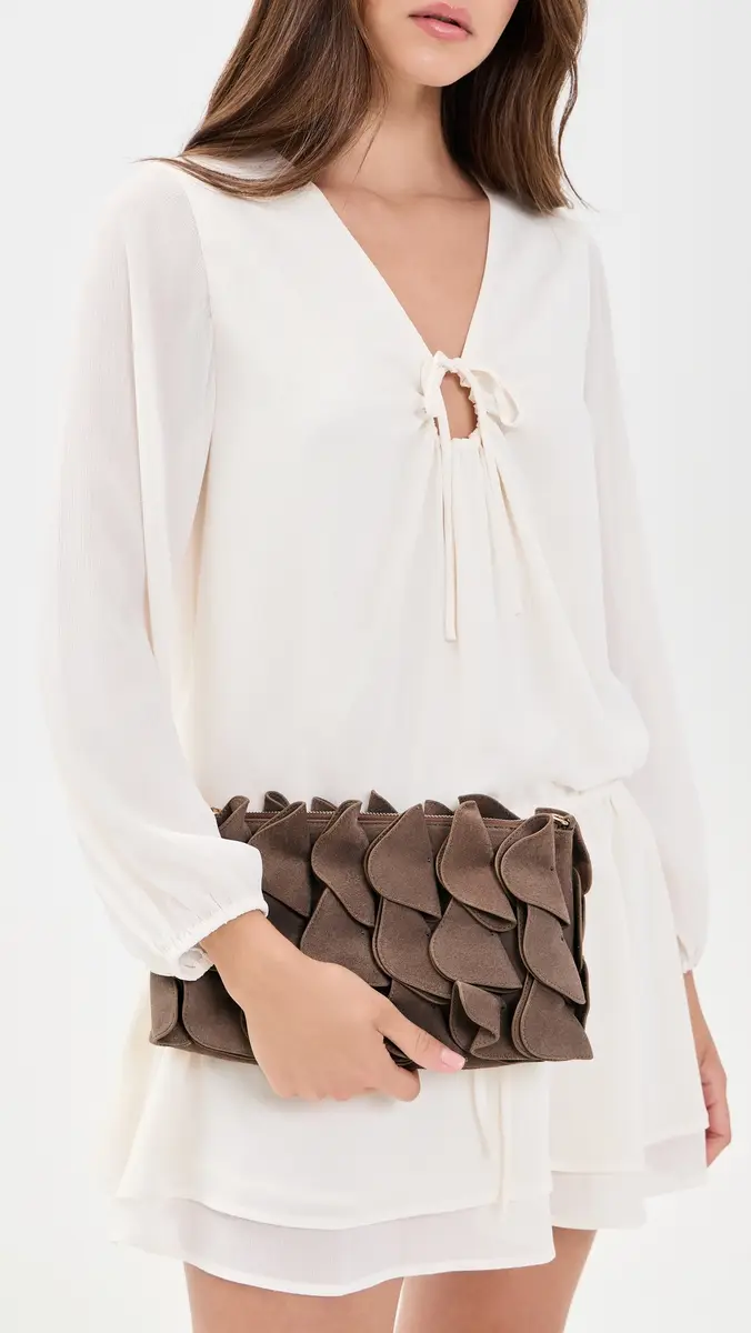 Farm Rio Suede Flower Clutch Bag | Thumbnail 3 Farm Rio Suede Flower Clutch Bag | Thumbnail 3