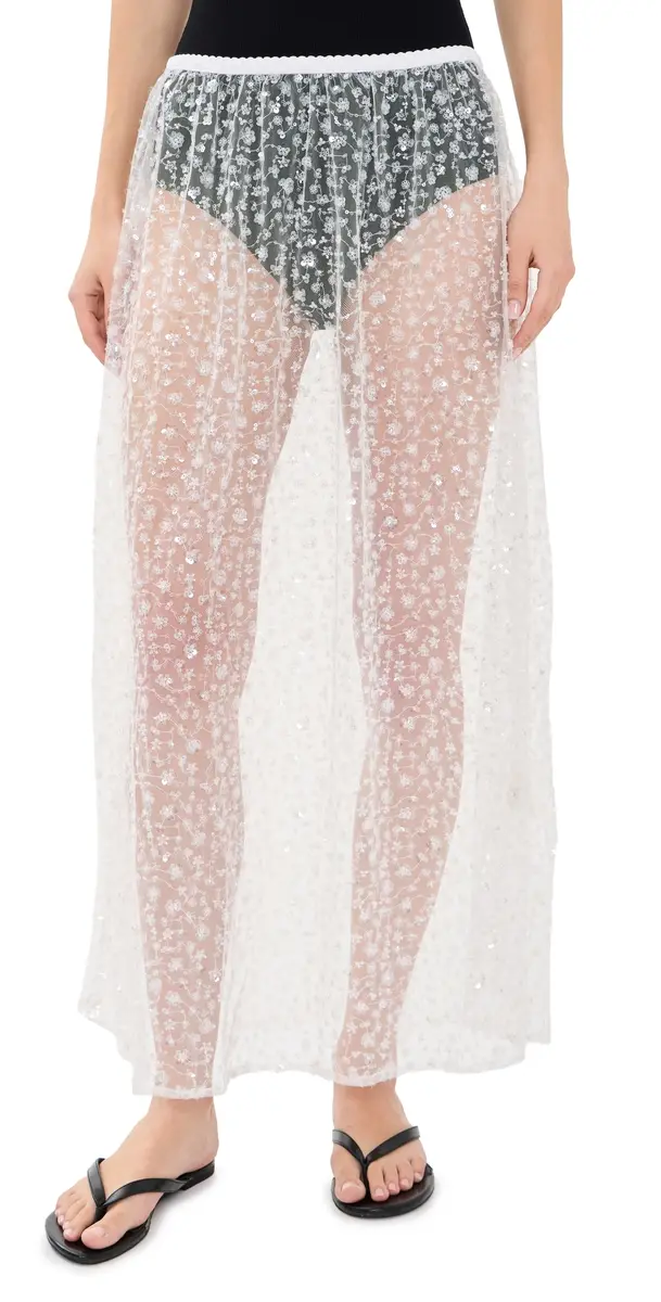 VRG GRL Daisy Sequin Maxi Skirt White | Image 1 VRG GRL Daisy Sequin Maxi Skirt White | Image 1