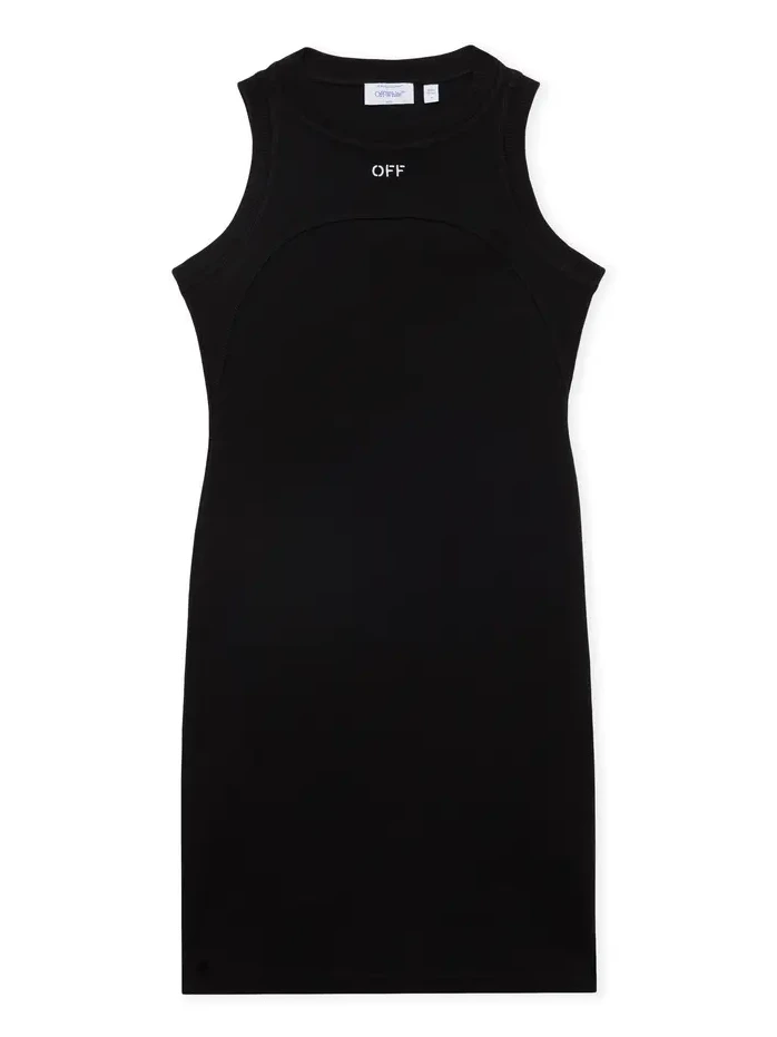 Off Stamp Ribbed Round-Neck Mini Dress Off Stamp Ribbed Round-Neck Mini Dress