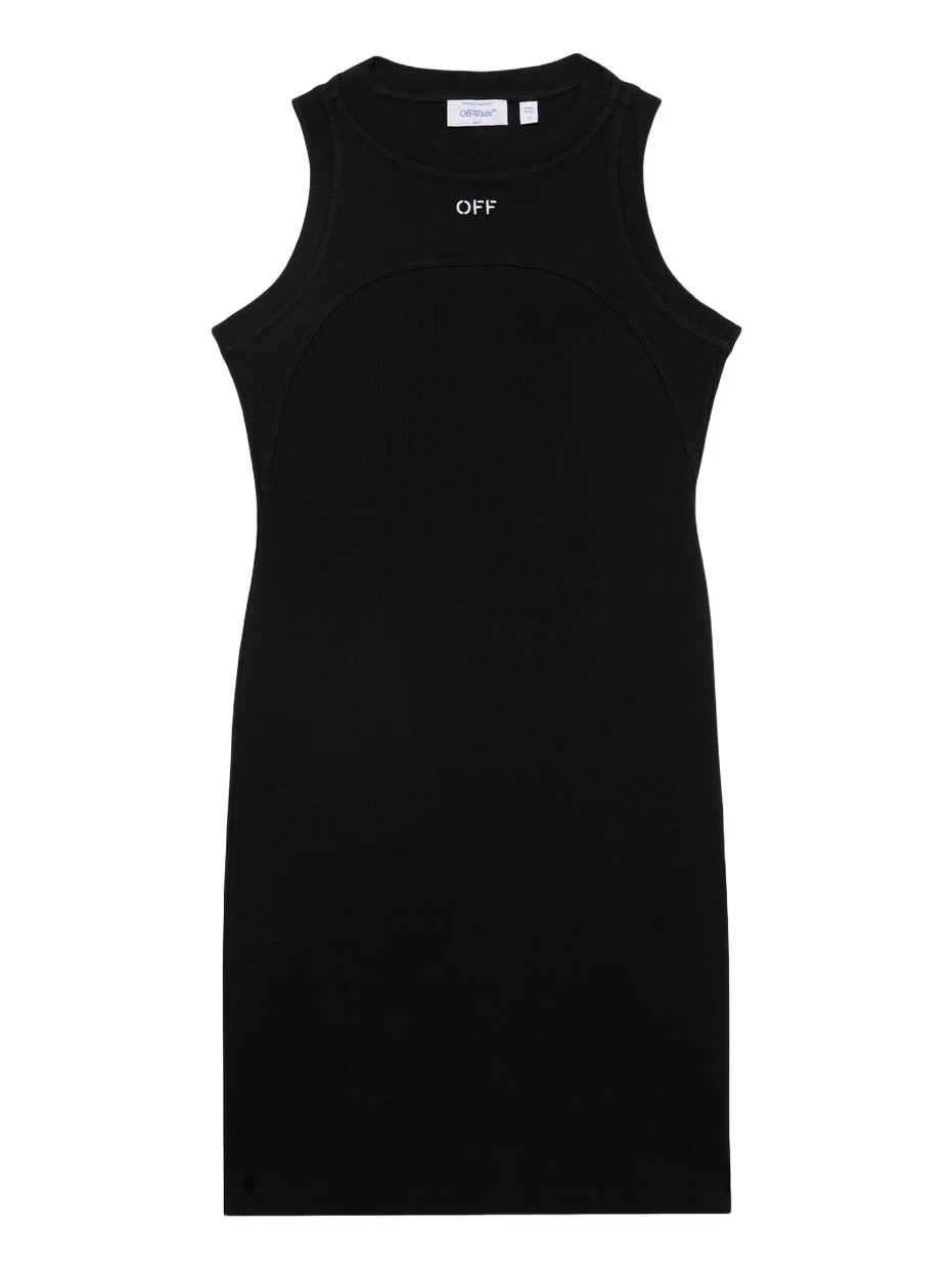 Off Stamp Ribbed Round-Neck Mini Dress Off Stamp Ribbed Round-Neck Mini Dress