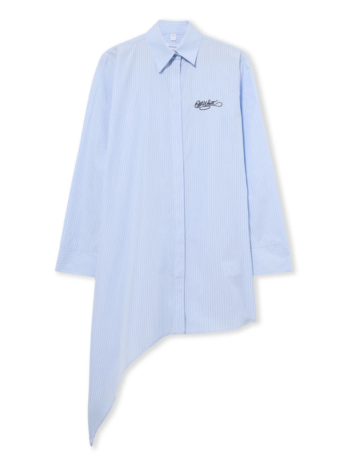 Striped Poplin Asymmetric Shirt Dress