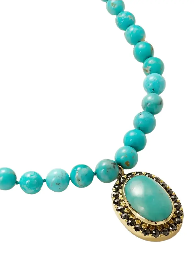18-karat Gold, Turquoise And Diamond Necklace - Blue 18-karat Gold, Turquoise And Diamond Necklace - Blue