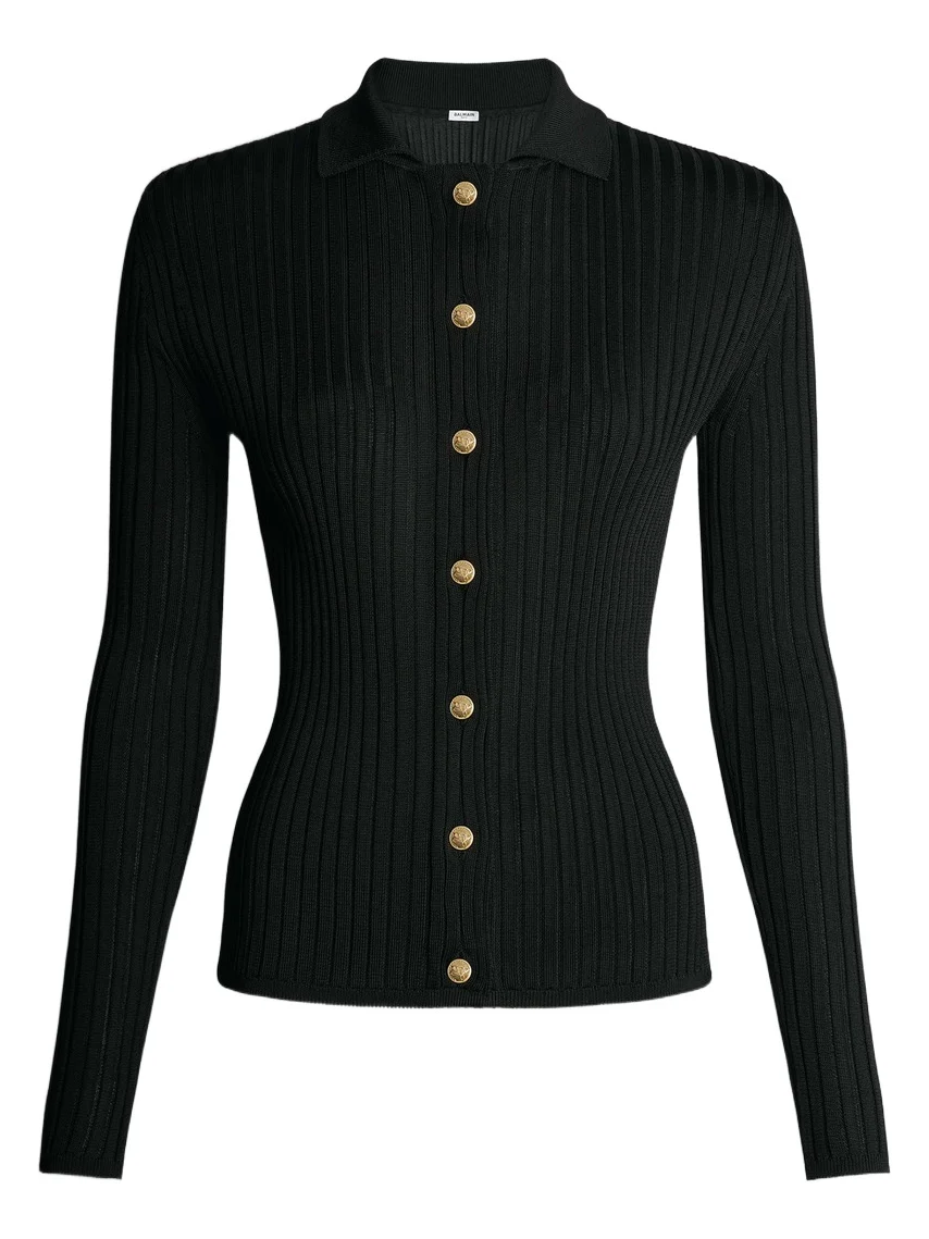 Buttoned ribbed knit cardigan Buttoned ribbed knit cardigan