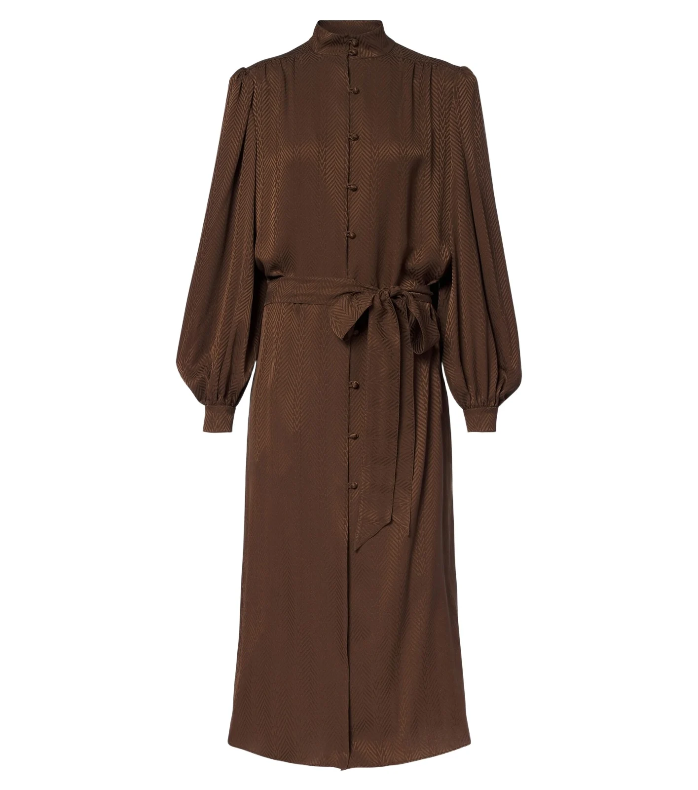 Belted chevron jacquard silk midi dress Belted chevron jacquard silk midi dress