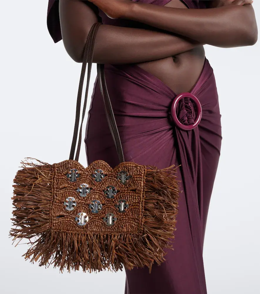 Rabanne Embellished raffia shoulder bag | Thumbnail 4 Rabanne Embellished raffia shoulder bag | Thumbnail 4
