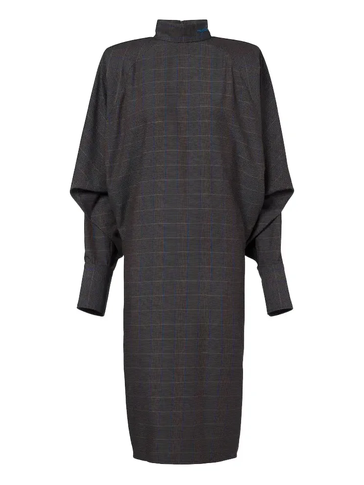 Checked draped midi dress