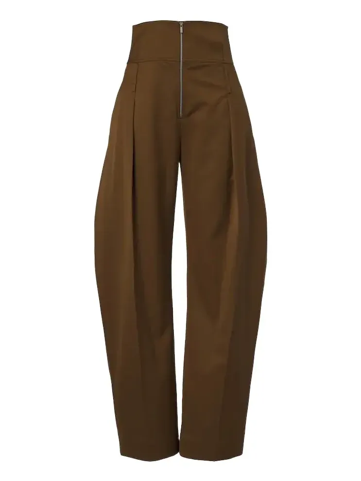 Wool and cashmere barrel-leg pants
