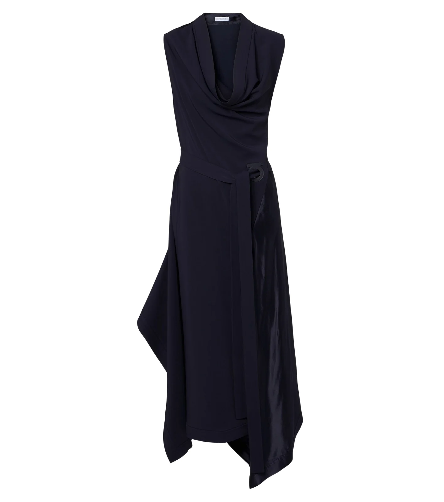 Draped satin-trimmed jersey midi dress Draped satin-trimmed jersey midi dress