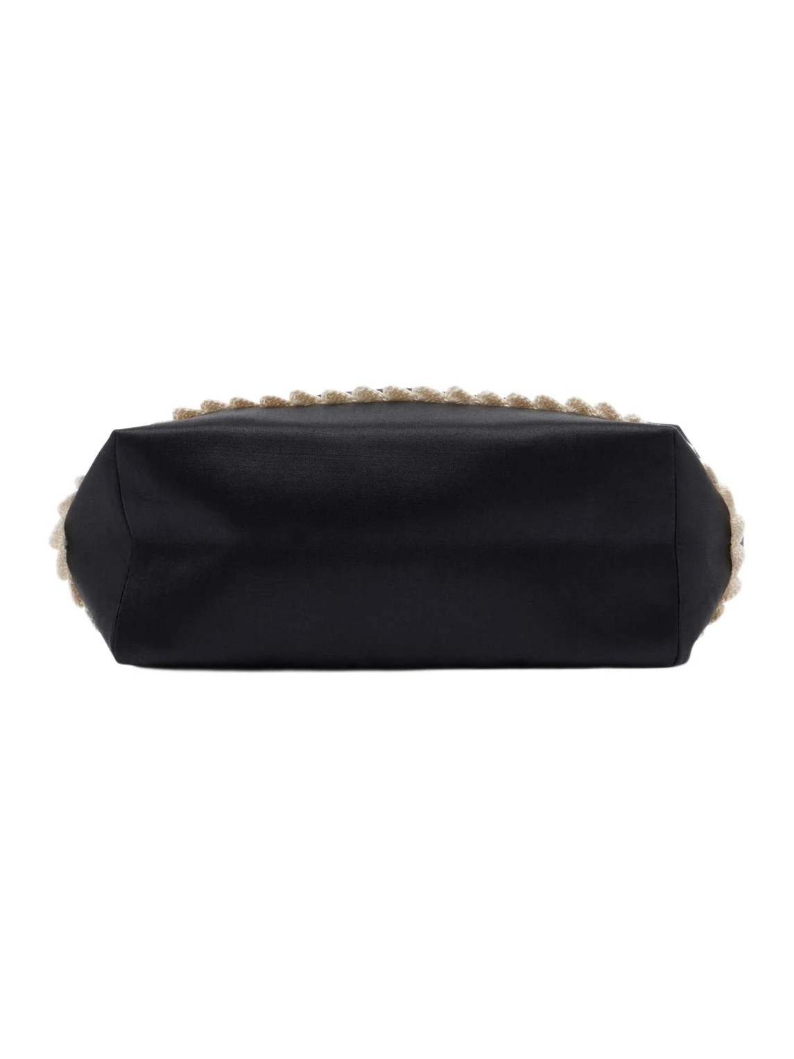 Crochet-trimmed clutch