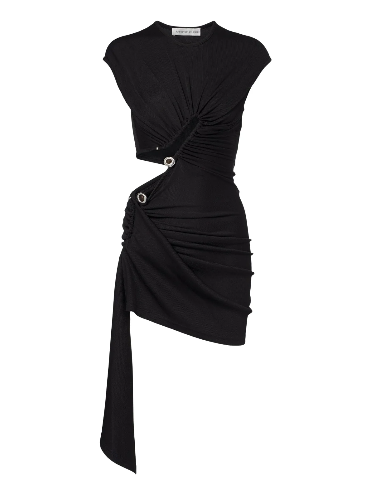 Christopher Esber Droplet Crystal ribbed-knit jersey minidress