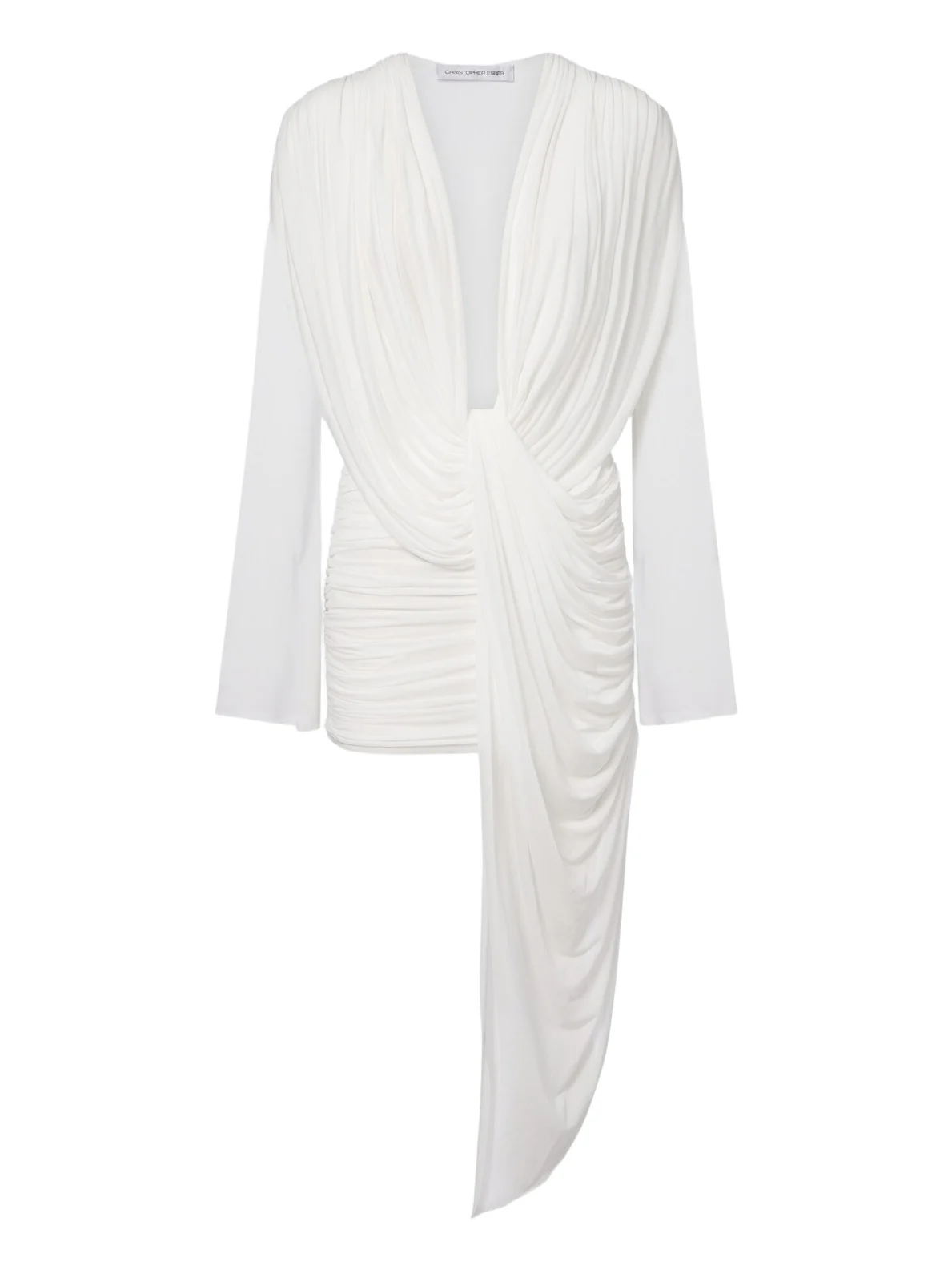 Ripple draped asymmetric minidress