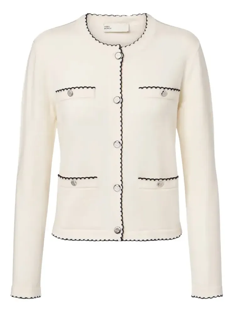 Tory Burch Kendra scalloped wool-blend cardigan
