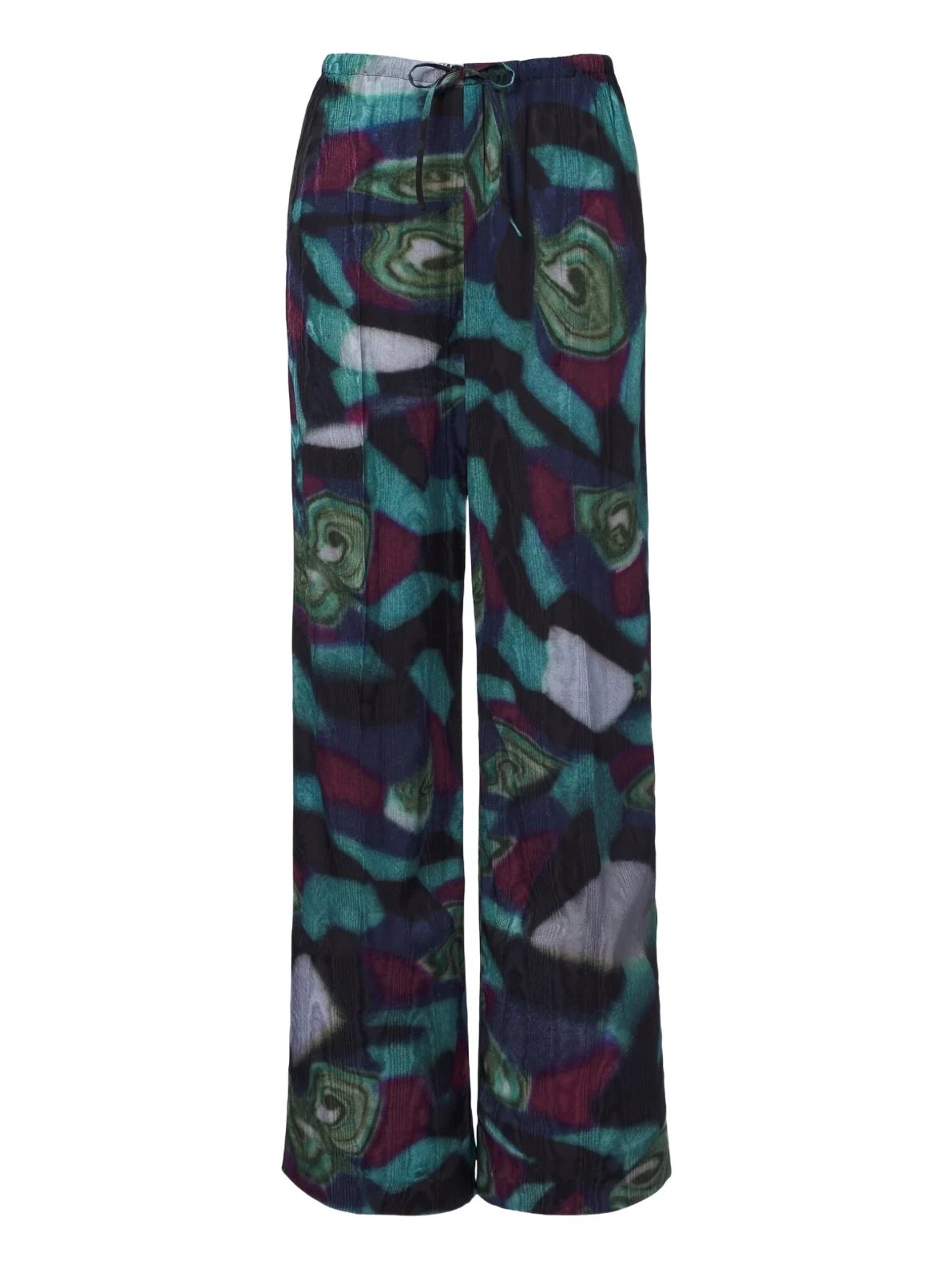 Printed moiré wide-leg pants Printed moiré wide-leg pants