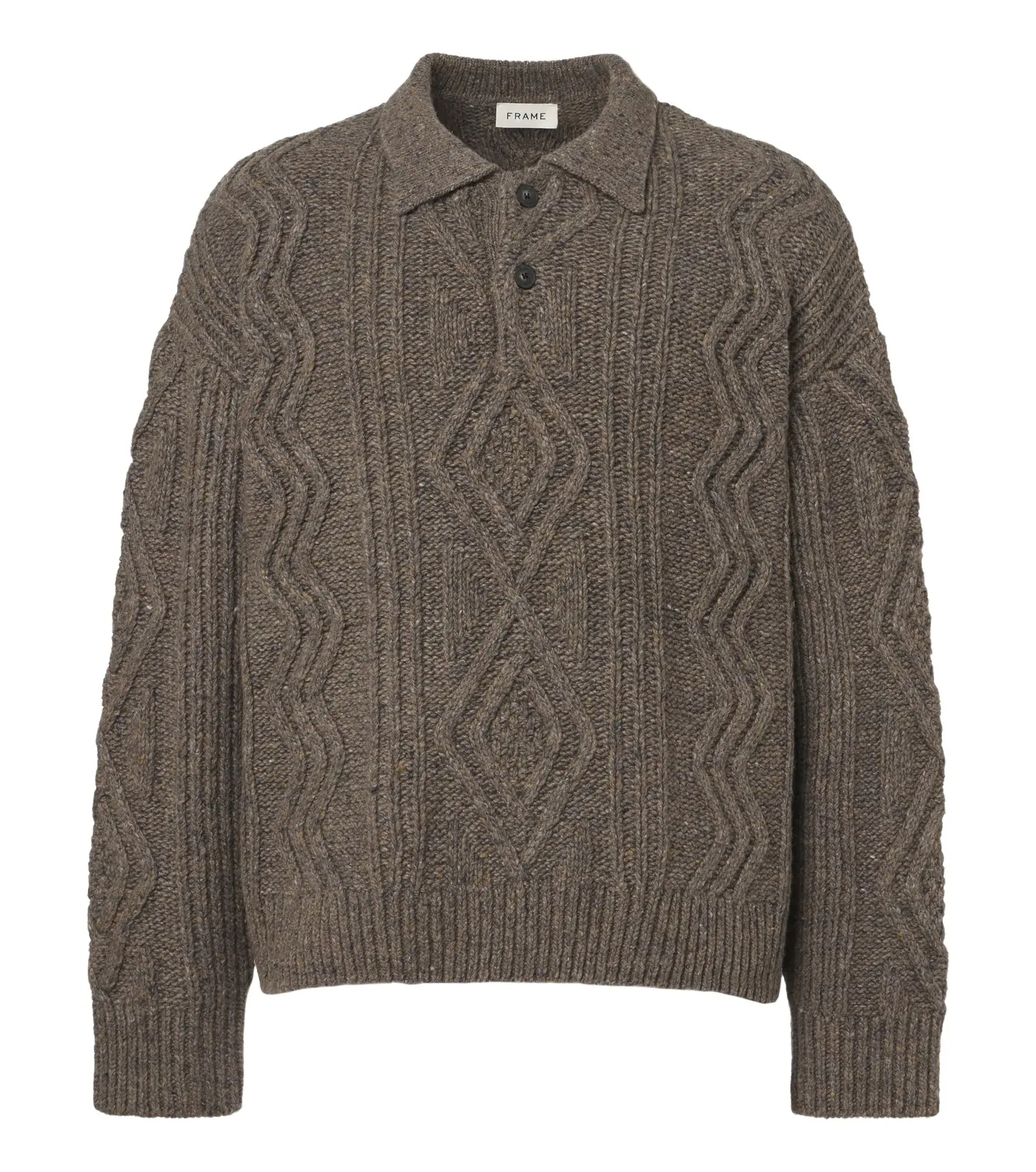 Cable-knit wool and alpaca-blend polo sweater Cable-knit wool and alpaca-blend polo sweater