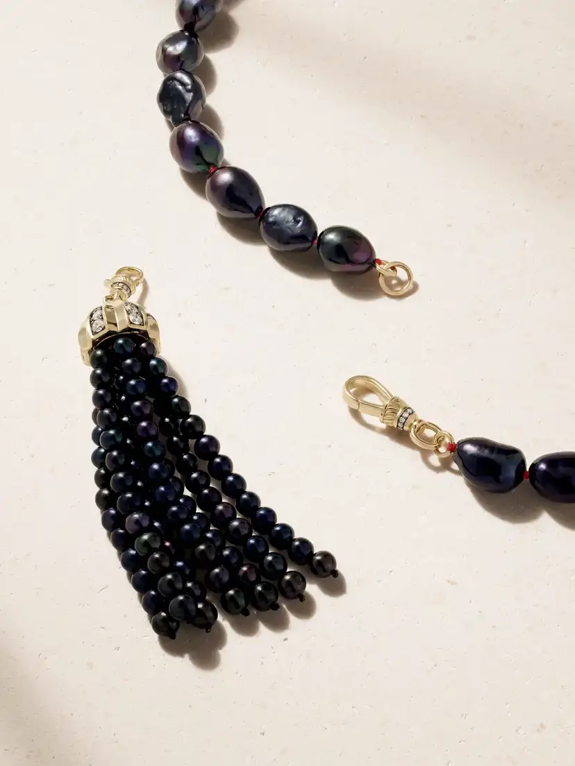 Lucy Delius 14-karat Gold, Diamonds And Pearl Beaded Necklace | Thumbnail 3 Lucy Delius 14-karat Gold, Diamonds And Pearl Beaded Necklace | Thumbnail 3