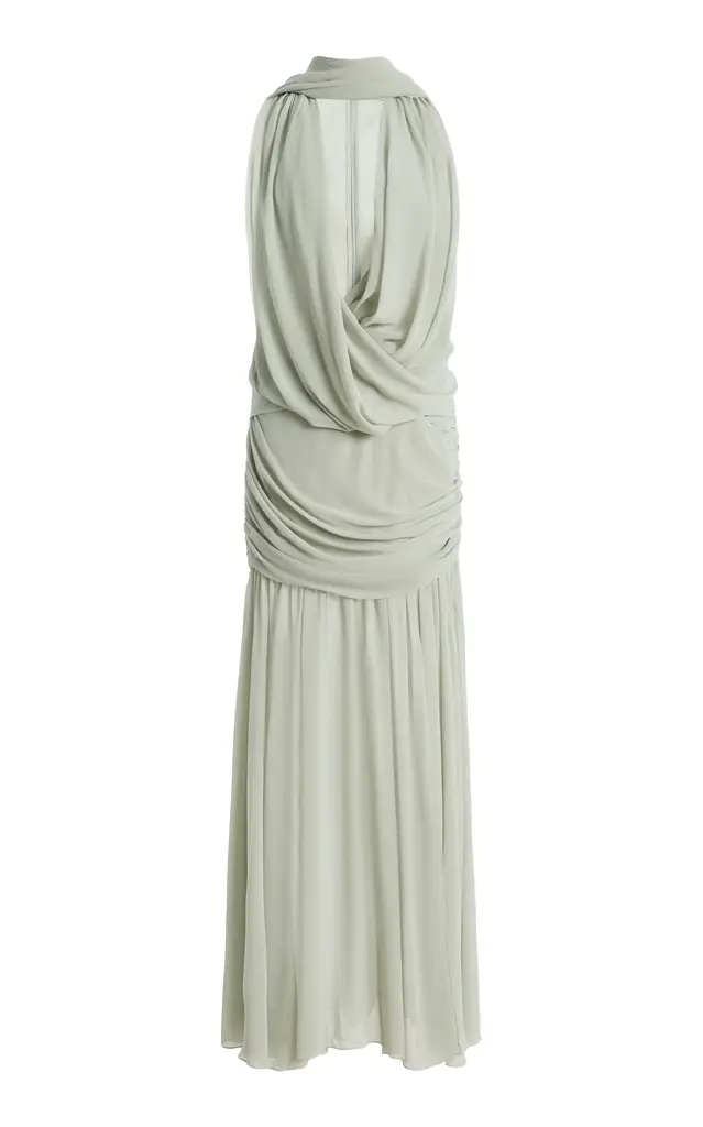 DE LA VALI Azul Crepe Maxi Dress