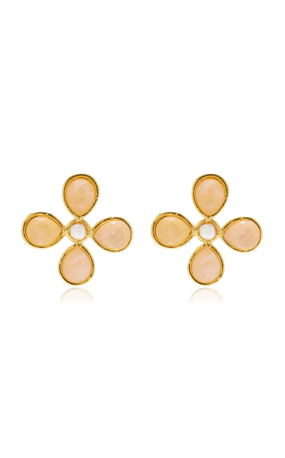 Pansy Golden Brass Pink Quartz Earrings Pansy Golden Brass Pink Quartz Earrings